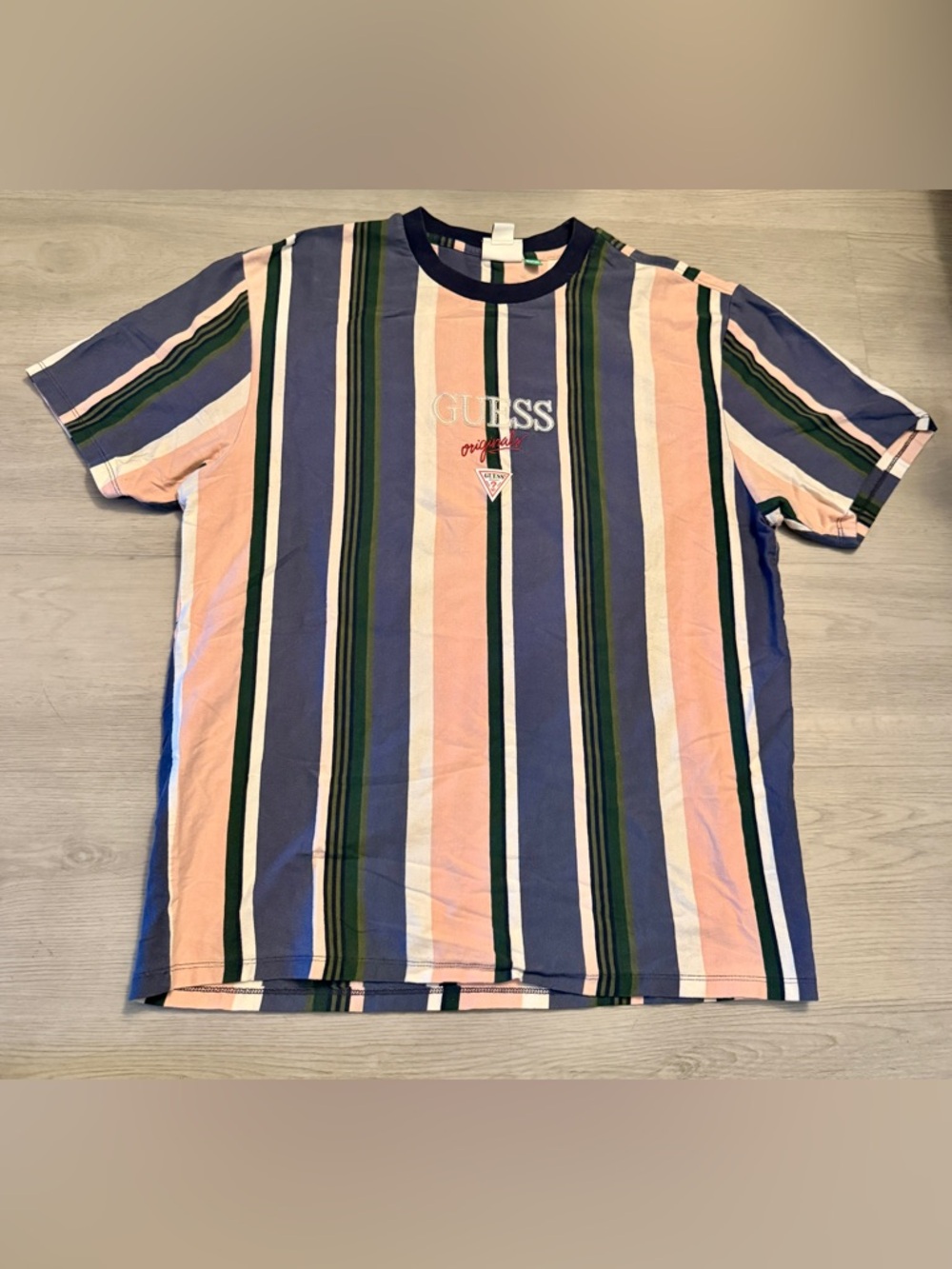 Vintage Guess Jeans Tradition Colorful 90s Striped Crew Neck T-Shirt Mens M